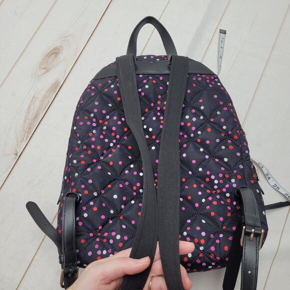 Kate Spade Karissa large nylon quilted backpack polka dot black festive - Picture 6 of 13
